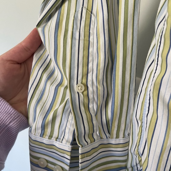 J. Crew | men’s casual yellow and blue stripe button down shirt - M - Picture 7 of 7
